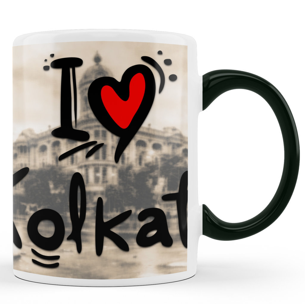 Printed Ceramic Coffee Mug | Bengali Coffee Mugs |Kolkata | I love Kolkata | 325 Ml. 